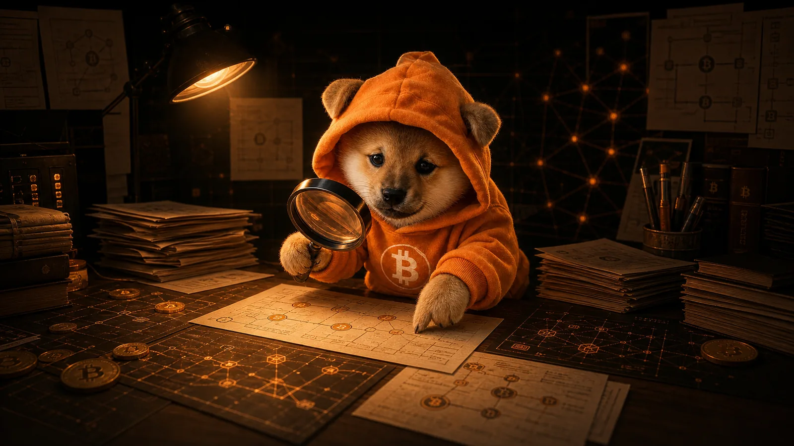 The DOG investigator scanning the chain with a magnifying glass