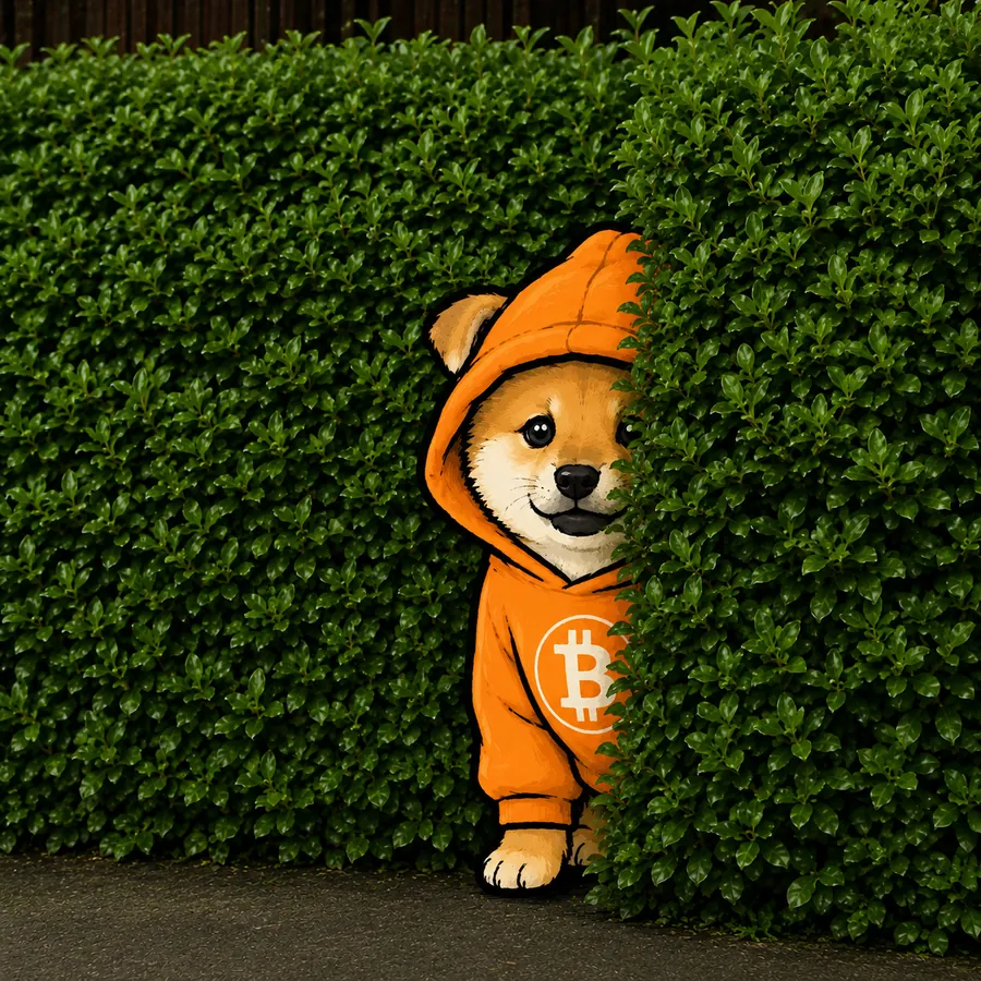 The curious DOG puppy peeking out from behind a hedge